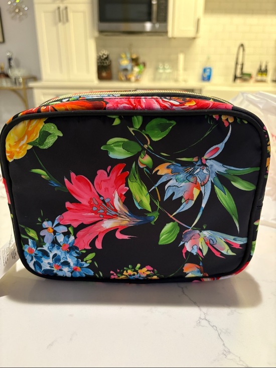 Conair Handbags - Conair Black Floral Cosmetic Bag with Multicolor Blooms